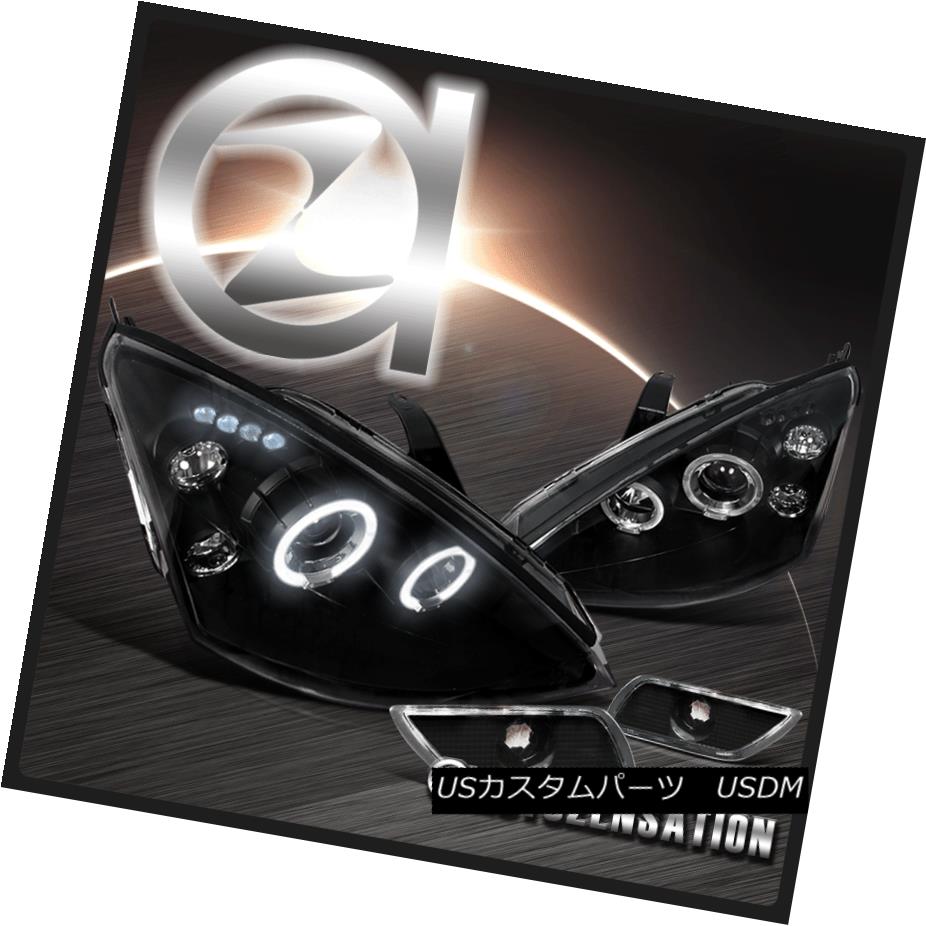 ヘッドライト 00-04 Ford Focus Black Halo LED DRL Projector Headlights+Bumper Lights 00-04フォードフォーカスブラックハローLED DRLプロジェクターヘッドライト+ブーム 【並行輸入品】