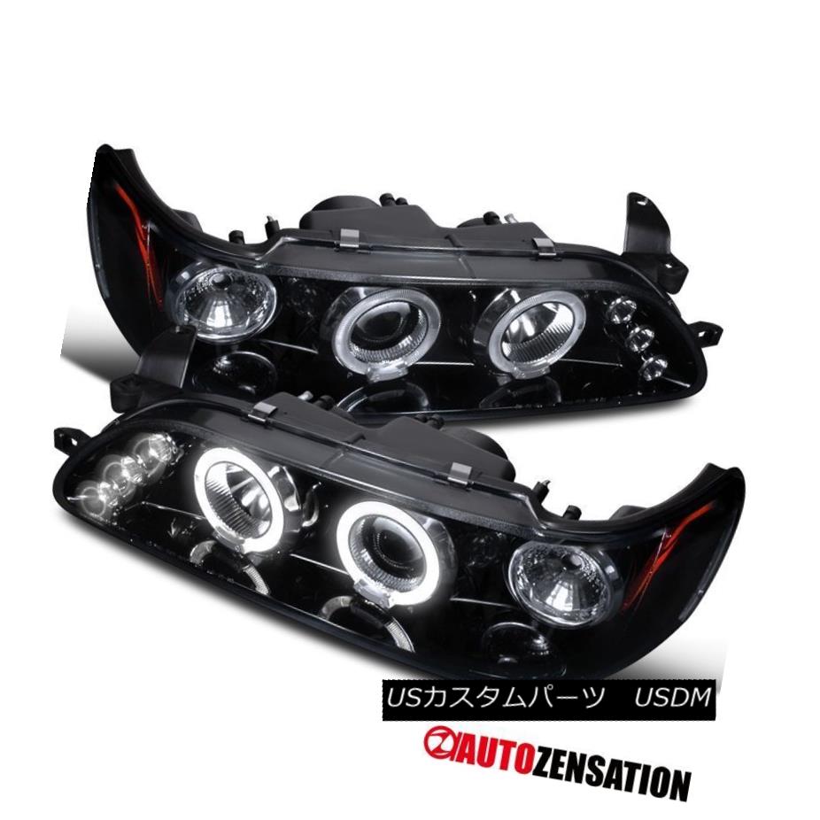 ヘッドライト For 93-97 Toyota Corolla Glossy Black LED DRL Halo Projector Headlights 93-97トヨタカローラ光沢ブラックLED DRLハロープロジェクターヘッドライト 【並行輸入品】