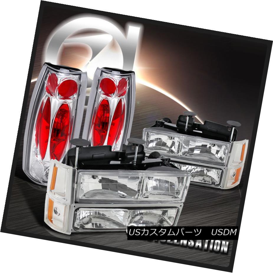ヘッドライト 94-98 GMC C10 1500 Chrome CLear Headlights+Bumper Corner Lamps+Clear Tail Lights 94-98 GMC C10 1500クロームヘッドライト+コーナーランプあたりのブーケ +クリアテールライト 【並行輸入品】