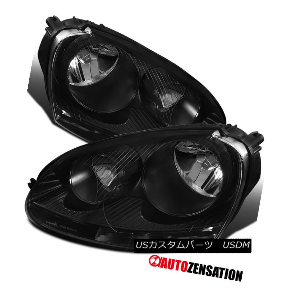 ヘッドライト For VW 05-10 Jetta 06-09 Golf Rabbit Black Clear Headlights Head Lamps Pair VW 05-10ジェッタ06-09ゴルフラビットブラッククリアヘッドライトヘッドランプペア 【並行輸入品】