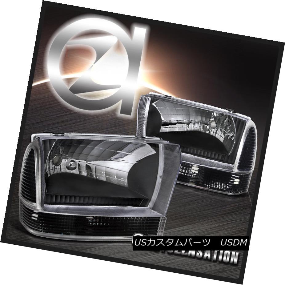 ヘッドライト 99-04 F250 F350 F450 Super Duty Black Crystal Headlights & Corner Signal Lamps 99-04 F250 F350 F450スーパーデューティブラッククリスタルヘッドライト＆amp; コーナー信号ランプ 【並行輸入品】