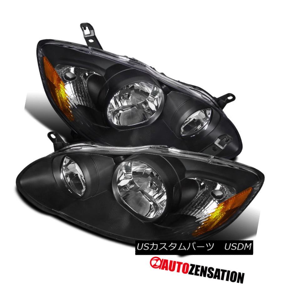 ヘッドライト For 03-08 Toyota Corolla CE LE 4Door Sedan JDM Crystal Black Headlights 03-08トヨタカローラCE LE 4DoorセダンJDMクリスタルブラックヘッドライト 【並行輸入品】