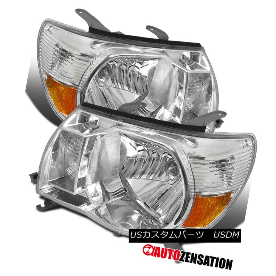 ヘッドライト For 05-11 Toyota Tacoma JDM Chrome Clear Diamond Headlights Pair 05-11トヨタタコマJDMクロームクリアダイヤモンドヘッドライトペア 【並行輸入品】