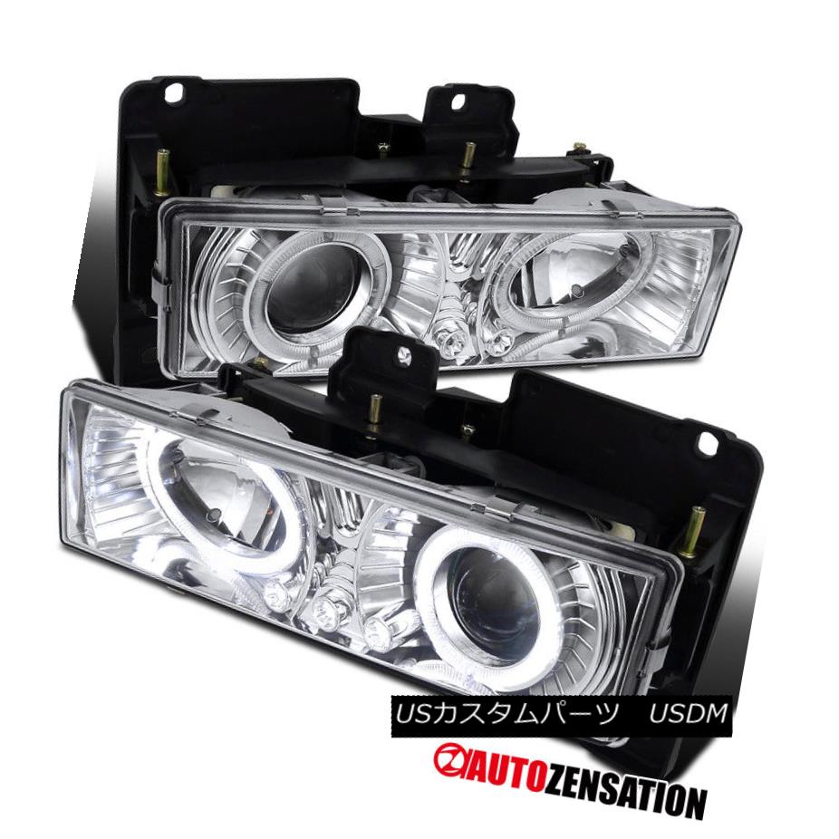 ヘッドライト 88-98 Chevy GMC Sierra Yukon C10 C/K Pickup Chrome LED Halo Projector Headlights 88-98シボレーGMCシエラユーコンC10 C / KピックアップクロームLEDハロープロジェクターヘッドライト 【並行輸入品】
