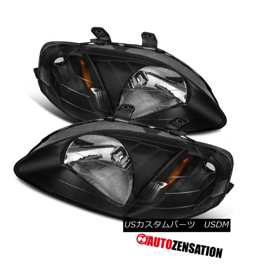 宅配 ヘッドライト Fit 99-00 Honda Civic EK9 JDM Black Headlights