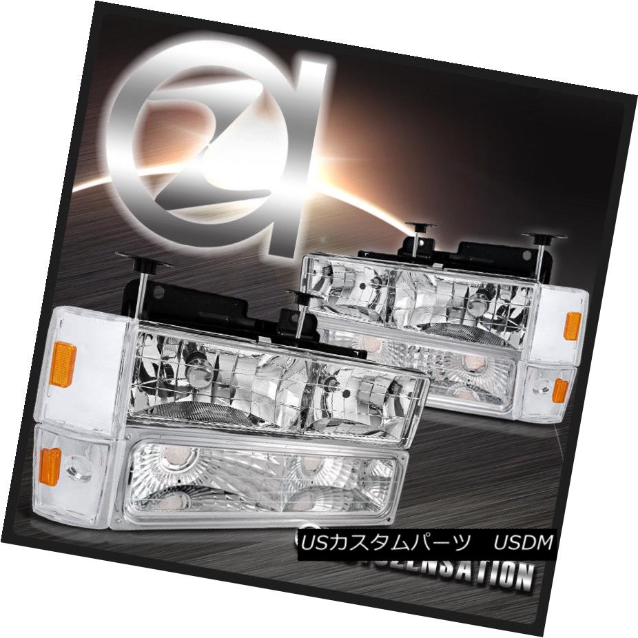 ヘッドライト 88-93 Chevy GMC C/K C10 Pickup Chrome Headlights+Clear Corner Bumper Lamps 88-93 Chevy GMC C / K C10ピックアップクロームヘッドライト+ Cle arコーナーバンパーランプ 【並行輸入品】