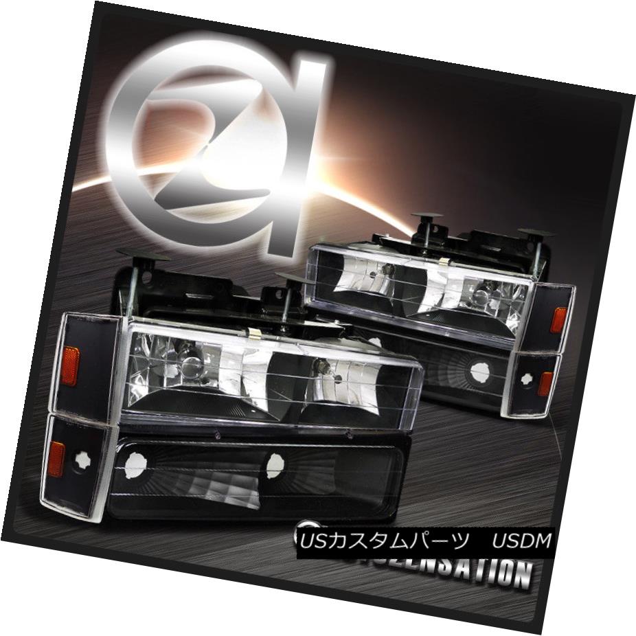 ヘッドライト 88-93 Chevy/GMC C10 C/K Blazer Sierra Black Headlights+Bumper Corner Lamps 88-93シェービー/ GMC C10 C / Kブレイザーシエラブラックヘッドライト+ブーン 1コーナーランプ 【並行輸入品】