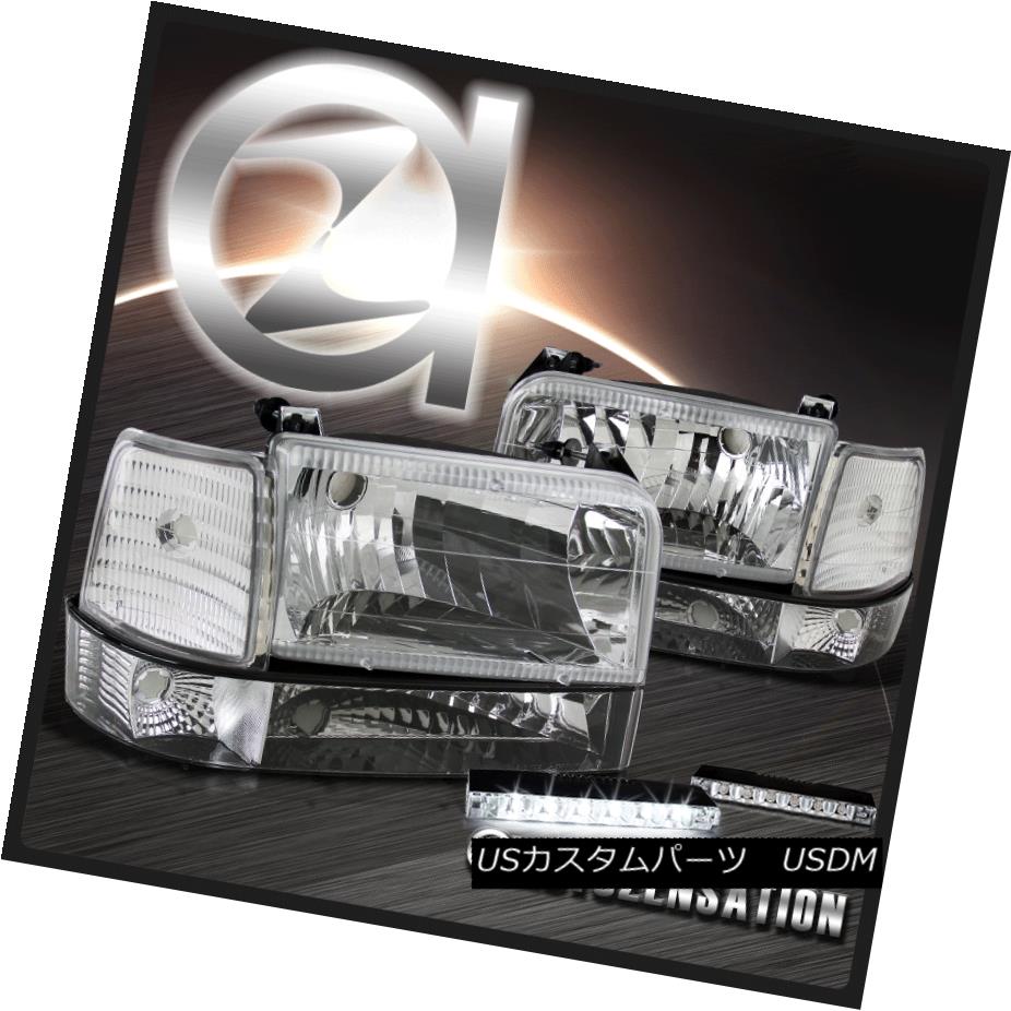 ヘッドライト 92-96 F150/250/350 Bronco Chrome Headlights Corner Bumper Lamps+6-LED DRL Fog 92-96 F150 / 250/350ブロンコクロムヘッドライトコーナーバンパーランプ+ 6-LED DRLフォグ 【並行輸入品】