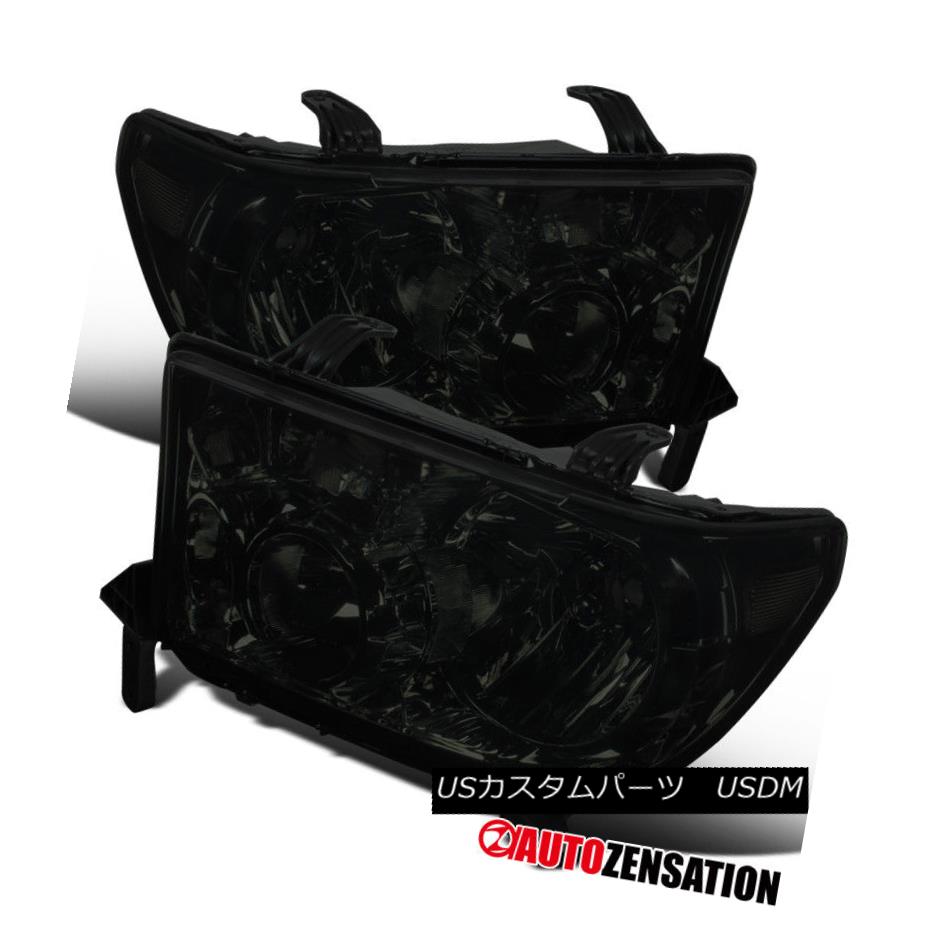 ヘッドライト For Toyota 07-13 Tundra 08-14 Sequoia Smoke Tinted Diamond Headlights Pair トヨタ07-13トンドラ08-14セコイアスモークティンテッドダイヤモンドヘッドライトペア 【並行輸入品】