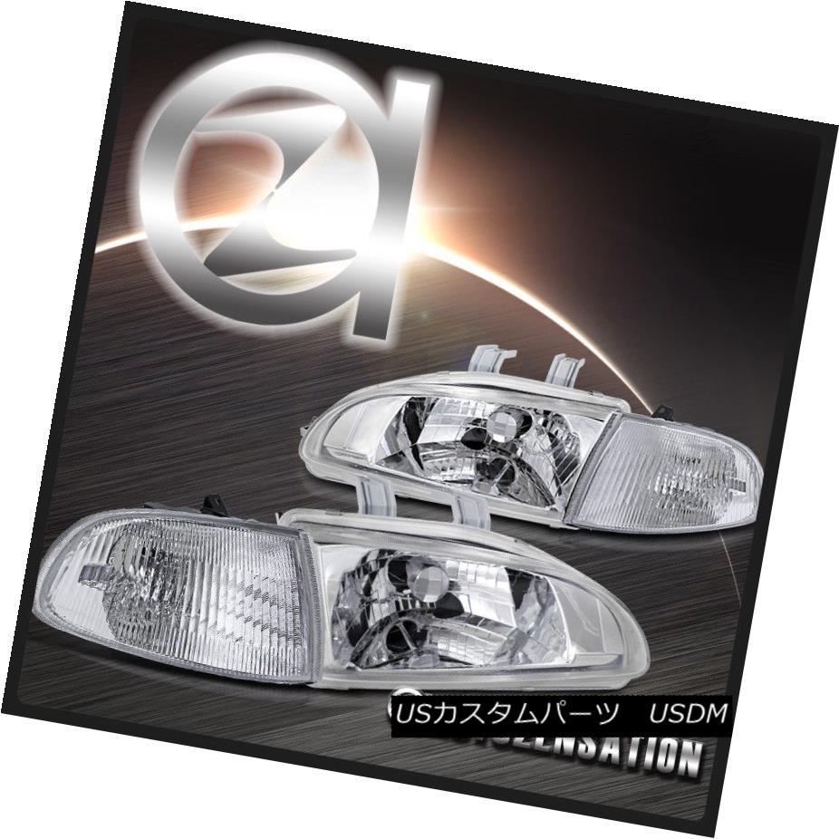 ヘッドライト Fit 92-95 Honda Civic 4Dr Sedan Clear Headlights & Corner Signal Lights フィット92-95ホンダシビック4Drセダンクリアヘッドライト＆amp; コーナー信号ライト 【並行輸入品】