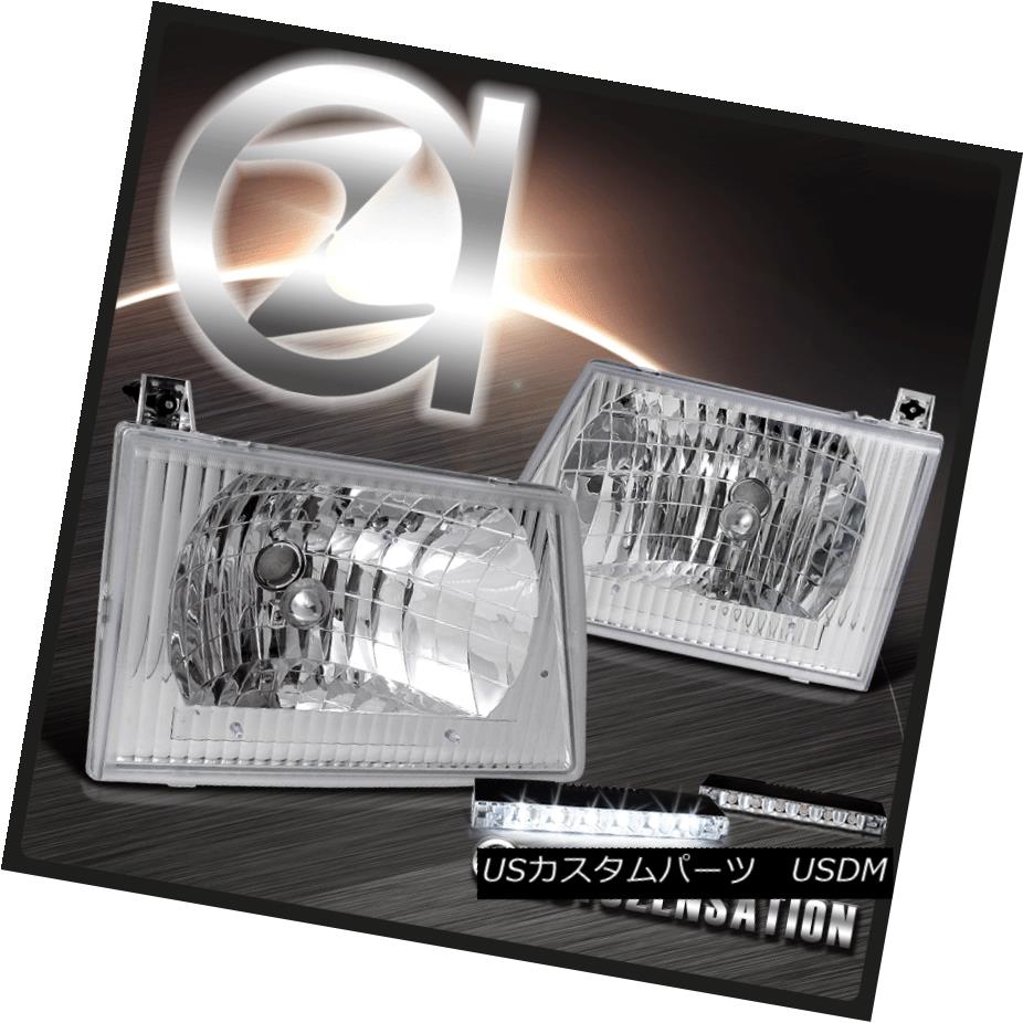ヘッドライト Ford 92-07 Econoline Van E150 250 Chrome Headlights+6-LED Bumper Fog Lamps フォード92-07 Econoline Van E150 250クロームヘッドライト+ 6-L EDバンパーフォグランプ 【並行輸入品】