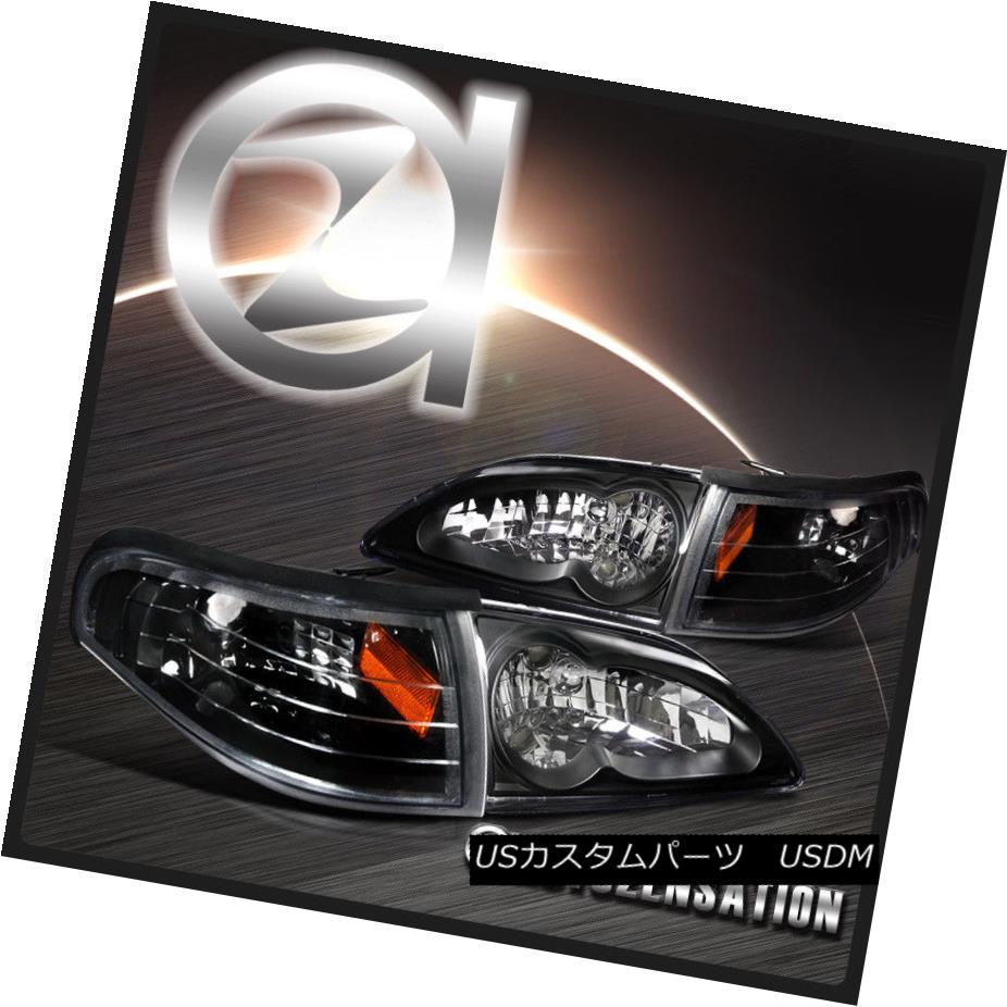 ヘッドライト [4PC] Ford 1994-1998 Mustang Diamond Black Headlight & Corner Signal Lights [4PC]フォード1994-1998ムスタングダイヤモンドブラックヘッドライト＆amp; コーナー信号ライト 【並行輸入品】