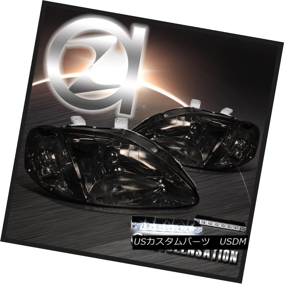 ヘッドライト Fit 99-00 Honda Civic 2/3/4DR Smoke Tint Lens Headlights+6-LED Bumper Fog Lamps Fit 99-00 Honda Civic 2/3 / 4DR煙霧レンズヘッドライト+ 6-L EDバンパーフォグランプ 【並行輸入品】