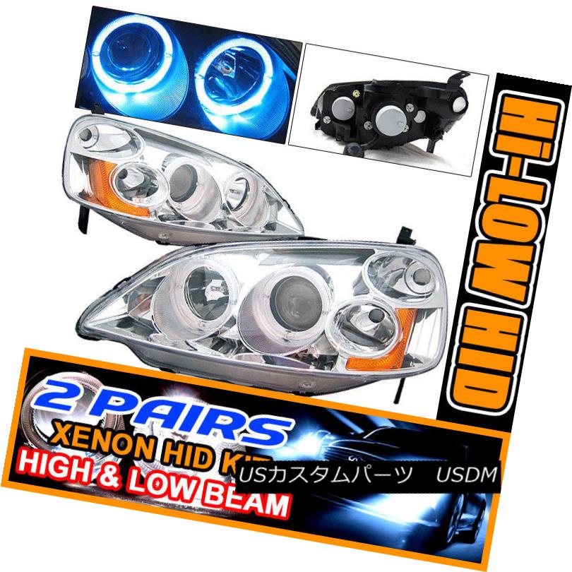 ヘッドライト Fits 2 Set HID 01-03 Honda Civic Halo Projector Headlight フィット2セットHID 01-03ホンダシビックハロープロジェクターヘッドライト 【並行輸入品】 56,496円