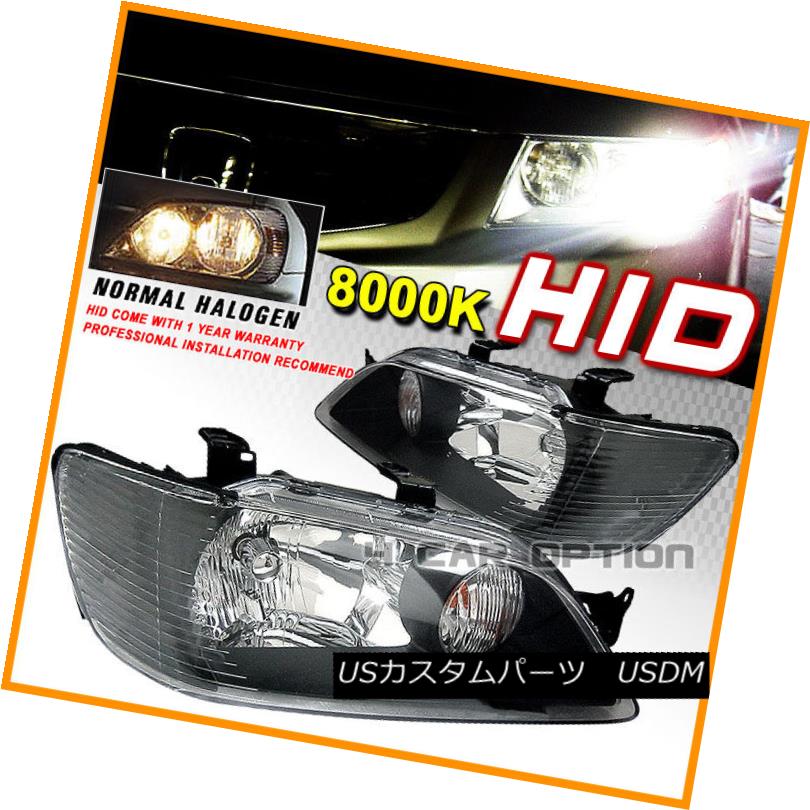 ヘッドライト Fits 02-03 Mitsubishi Lancer JDM Black Headlights + Xenon HID フィット02-03三菱ランサーJDMブラックヘッドライト+キセノンHID 【並行輸入品】