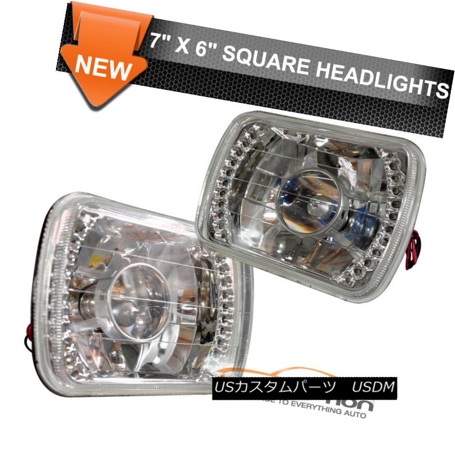 ヘッドライト Fits 7X6 Inch H4 Bulbs Crystal Clear LED Projector Headlights Headlamps Pair フィット7×6インチH4バルブクリスタルクリアLEDプロジェクターヘッドライトヘッドランプペア 【並行輸入品】