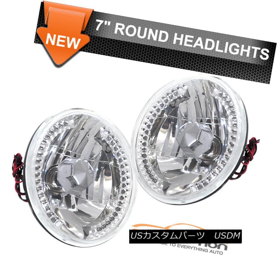 ヘッドライト Round Crystal 7 Inch VW Sealed Beam Replacement LED Lamp Headlights With H4 Bulb ラウンドクリスタル7インチVW密閉ビーム交換LEDランプヘッドライトとH4バルブ 【並行輸入品】