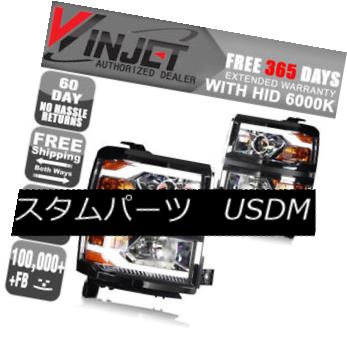 ヘッドライト Fits 14-15 Chevy Silverado Projector Front Headlight LED DRL Pair - Chrome Clear フィット14~15シェビーSilveradoプロジェクターフロントヘッドライトLED DRLペア - クロムクリア 【並行輸入品】|カスタムパーツ WORLD倉庫