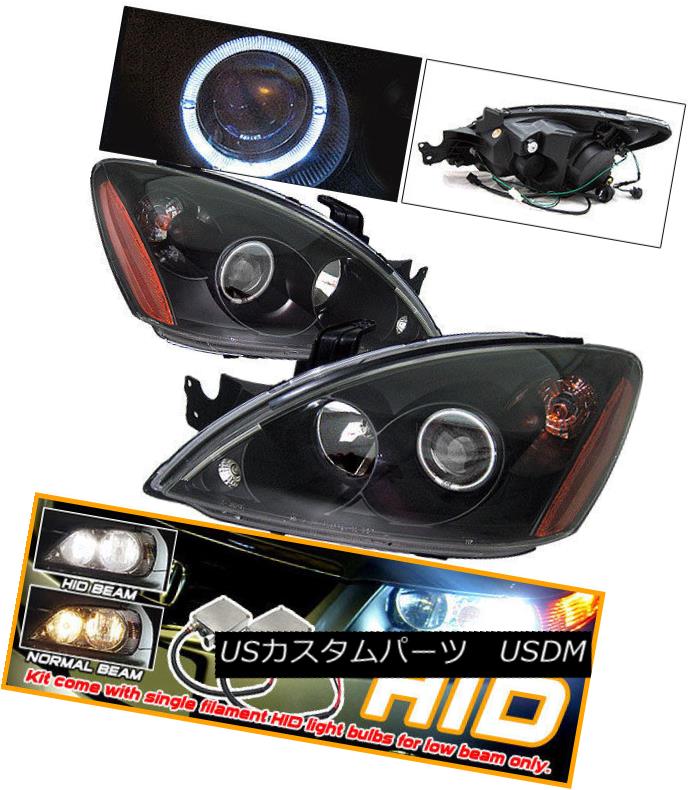 ヘッドライト Fits 04-06 Lancer Black Halo Projector Headlights + Xenon HID フィット04-06ランサーブラックハロープロジェクターヘッドライト+キセノンHID 【並行輸入品】