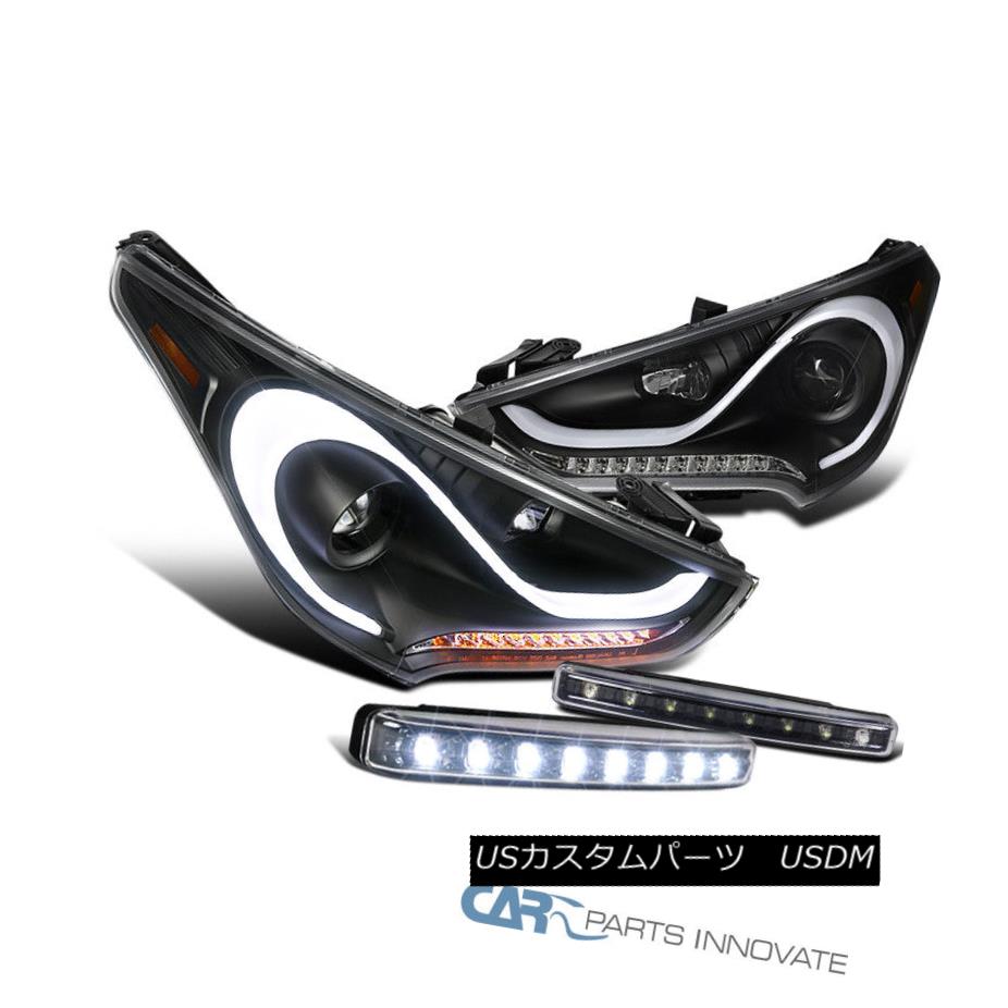 ヘッドライト 12-15 For Veloster LED DRL Signals Black Projector Headlights+8-LED Fog Lights 12-15 Veloster LED DRL信号用ブラックプロジェクターヘッドライト+ 8-L EDフォグライト 【並行輸入品】