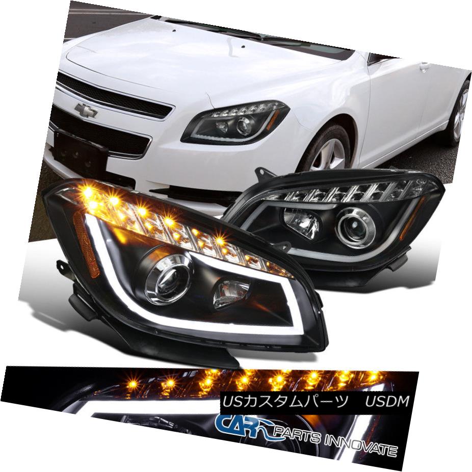 ヘッドライト 08-12 Chevy Malibu Black Replacement LED Signal Strip Projector Headlights Lamps 08-12 Chevy Malibuブラック交換用LEDシグナルストリッププロジェクターヘッドライトランプ 【並行輸入品】