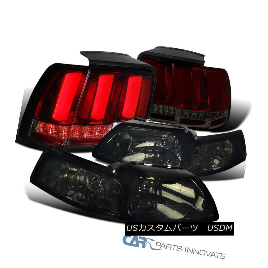 ヘッドライト 99-04 Ford Mustang Smoke Headlights+Red/Smoke Seqential LED Tail Brake Lamps 99-04 Ford Mustangスモークヘッドライト+レッド /スモークシーケンシャルLEDテールブレーキランプ 【並行輸入品】