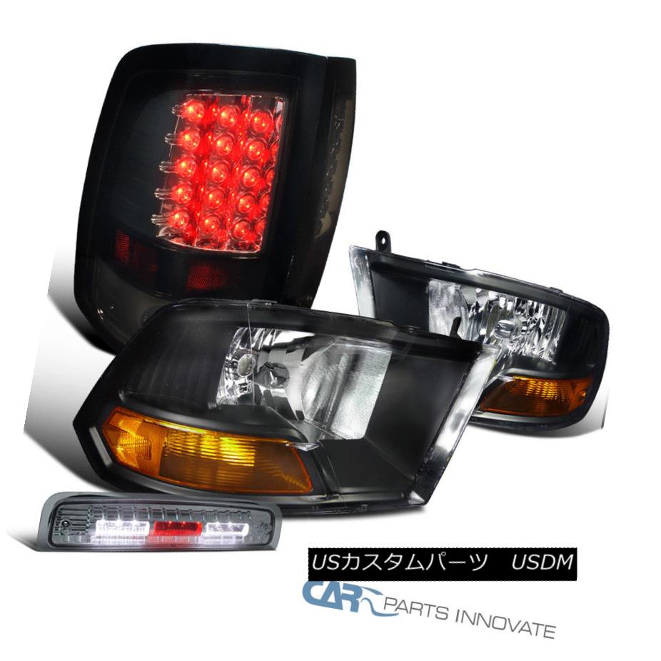 ヘッドライト 09-13 Dodge Ram Black Headlights+Glossy Black LED Tail+Smoke LED 3rd Brake Lamp 09-13 Dodge Ramブラックヘッドライト+グロー ssyブラックLEDテール+スモークLED第3ブレーキランプ 【並行輸入品】