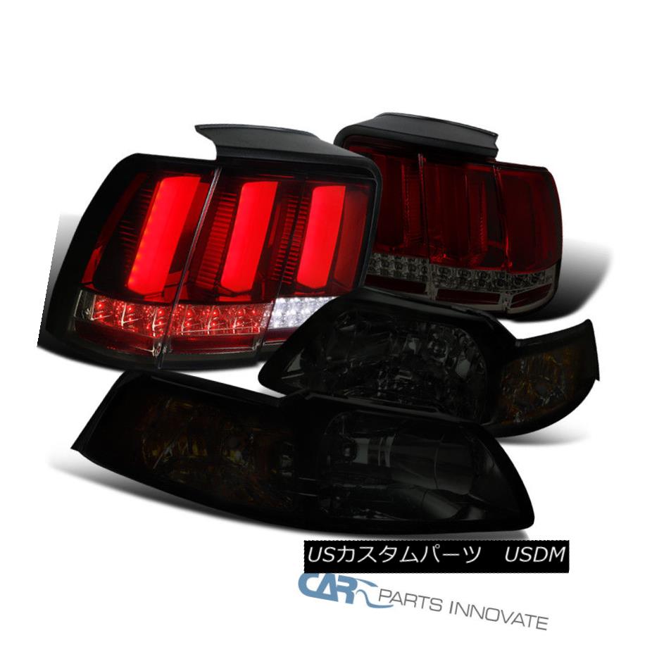 ヘッドライト 99-04 Ford Mustang Smoke Headlights+Red/Smoke Sequential LED Tail Brake Lamps 99-04 Ford Mustangスモークヘッドライト+レッド /スモークシーケンシャルLEDテールブレーキランプ 【並行輸入品】