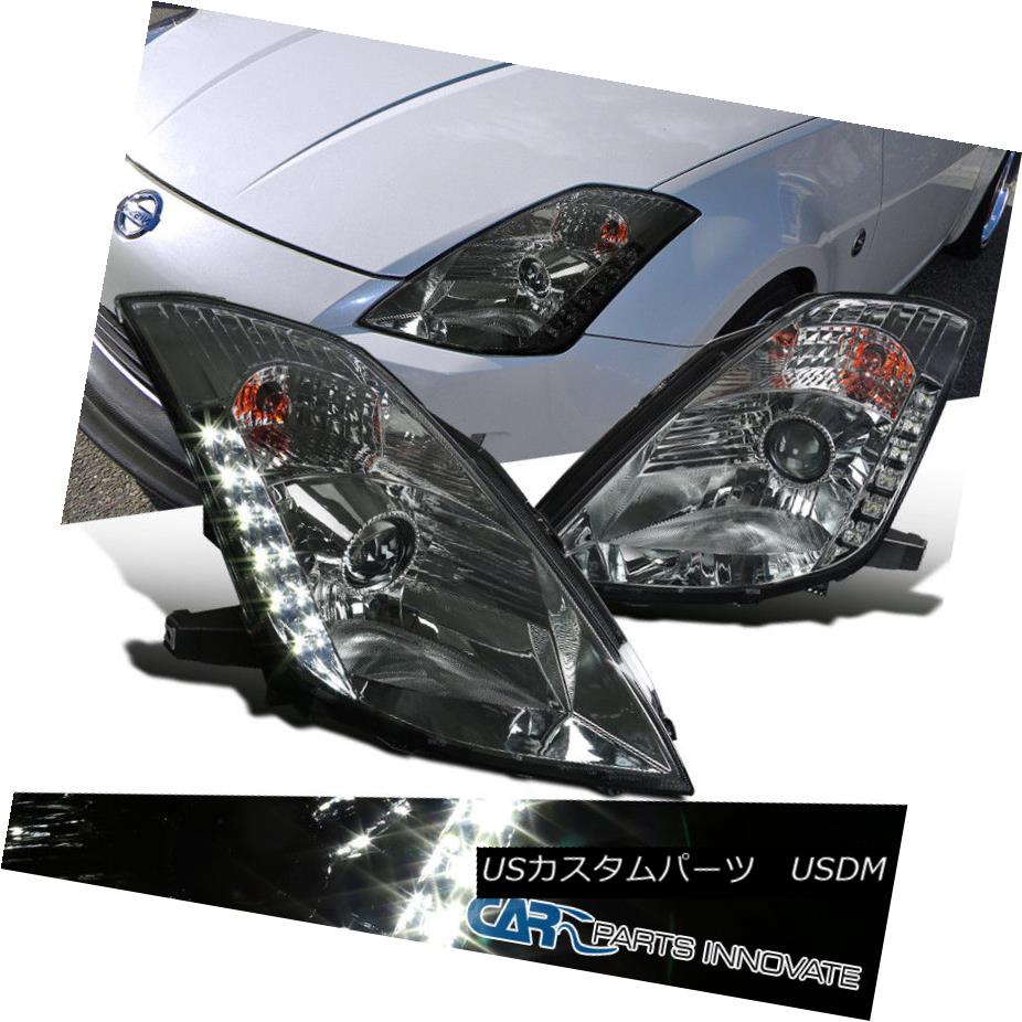 ヘッドライト Fit 03-05 Nissan 350Z Z33 Fairlady Smoke Projector Headlights+SMD LED Lamps Pair フィット03-05日産350Z Z33フェアレディ煙プロジェクターヘッドライト+ SMD LEDランプペア 【並行輸入品】