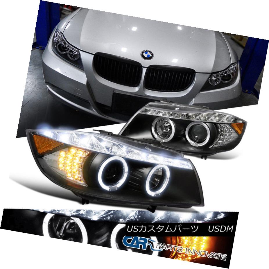 ヘッドライト BMW 2006-2008 3-Series 325i 330i 4Dr Black Halo LED Signal Projector Headlights BMW 2006-2008 3シリーズ325i 330i 4DrブラックハローLEDシグナルプロジェクターヘッドライト 【並行輸入品】
