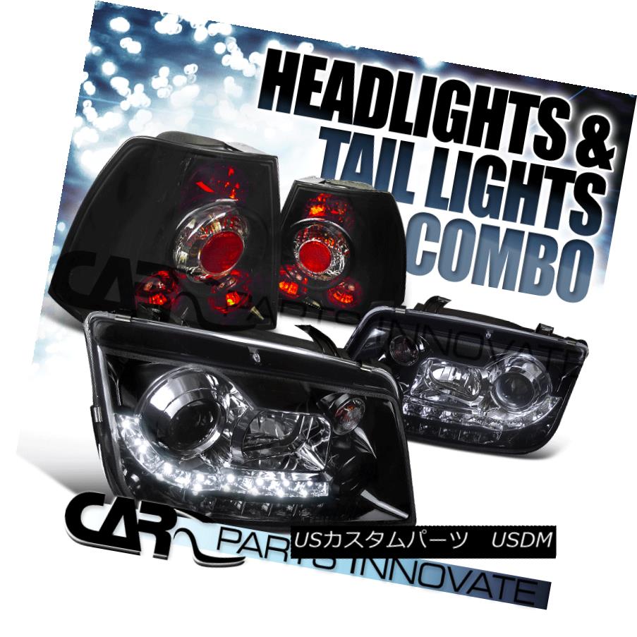 ヘッドライト Fit 99-05 Jetta Bora Mk4 Piano Black LED Projector Headlights+Smoke Tail Lamp フィット99-05ジェッタボラMk4ピアノブラックLEDプロジェクターヘッドライト+スモーク keテールランプ 【並行輸入品】