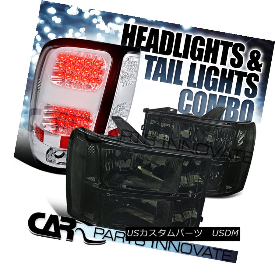 ヘッドライト 07-13 GMC Sierra Clear Smoke Replacement Headlights+Clear LED Tail Lamp 07-13 GMC Sierraクリアスモーク交換ヘッドライト+ Cle ar LEDテールランプ 【並行輸入品】
