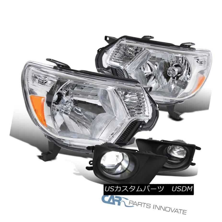 ヘッドライト For 12-15 Toyota Tacoma Clear Lens Headlights+SMD LED Projector Bumper Fog Lamps 12-15トヨタタコマクリアレンズヘッドライト+ SMD LEDプロジェクターバンパーフォグランプ 【並行輸入品】