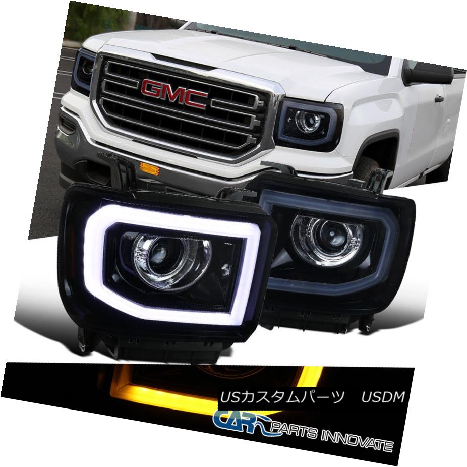 ヘッドライト 14-16 Sierra 1500 2500HD 3500HD LED DRL+Signal Glossy Black Projector Headlights 14-16 Sierra 1500 2500HD 3500HD LED DRL +信号光沢のある黒プロジェクタヘッドライト 【並行輸入品】
