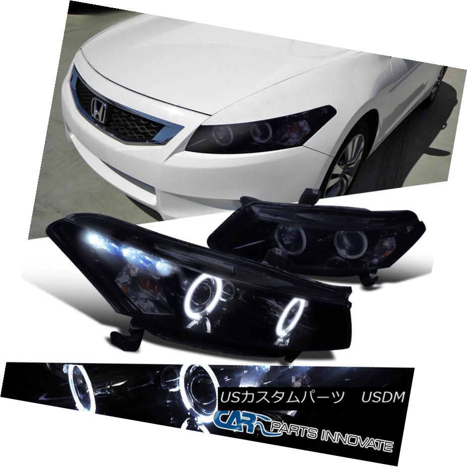 保障できる ライト ランプ ホンダ用08 12アコード交換用ledハローグロッシーブラックプロジェクターヘッドライト Headlights Projector Black Glossy Halo Led Replacement Accord 08 12 Honda For ヘッドライト