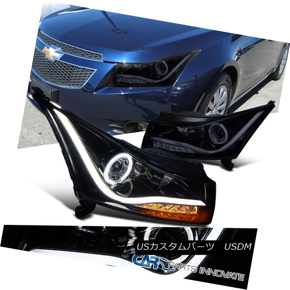 ヘッドライト Glossy Piano Black 11-14 Cruze Halo Projector Headlights Lamps+LED DRL & Signal 光沢のあるピアノブラック11-14 Cruze Haloプロジェクターヘッドライトランプ+ LED DRL＆amp; 信号 【並行輸入品】