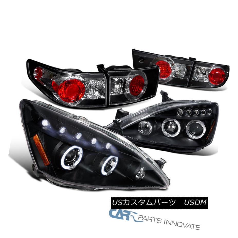 ヘッドライト Fit 03-05 Honda Accord 4Dr Black LED Halo Projector Headlights+Tail Brake Lamps フィット03-05ホンダアコード4DrブラックLEDハロープロジェクターヘッドライト+タイ lブレーキランプ 【並行輸入品】 51,678円
