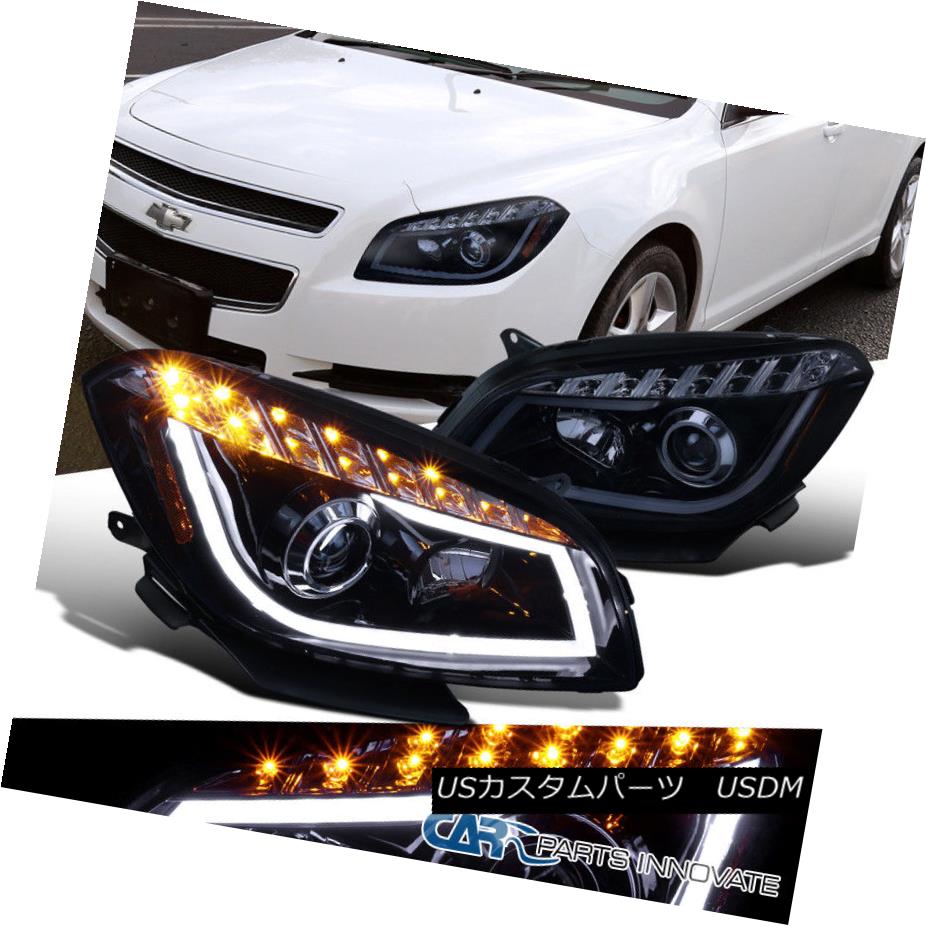 ヘッドライト 08-12 Chevy Malibu Glossy Black LED Signal Strip Projector Headlights Head Lamps 08-12 Chevy Malibu GlossyブラックLEDシグナルストリッププロジェクターヘッドライトヘッドランプ 【並行輸入品】