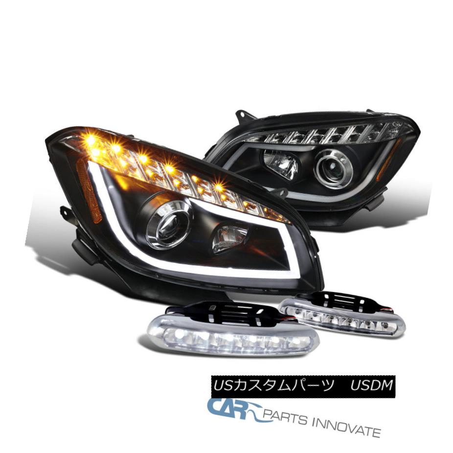 ヘッドライト Chevy 08-12 Malibu Black LED Signal Projector Headlights+Clear LED Fog Lights シボレー08-12マリブブラックLEDシグナルプロジェクターヘッドライト+ Cle ar LEDフォグライト 【並行輸入品】