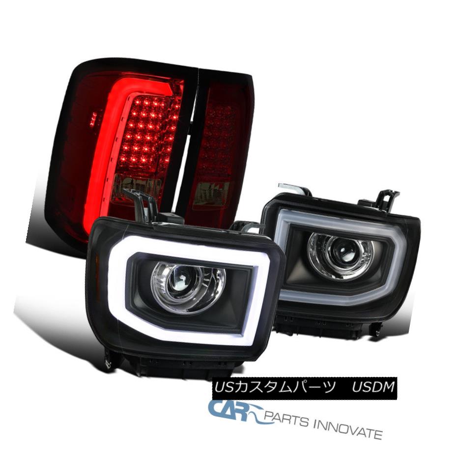 ヘッドライト 14-16 Sierra Pickup Black LED Projector Headlights+Red/Smoke Lens LED Tail Lamps 14-16シエラピックアップブラックLEDプロジェクターヘッドライト+レッド /スモークレンズLEDテールランプ 【並行輸入品】