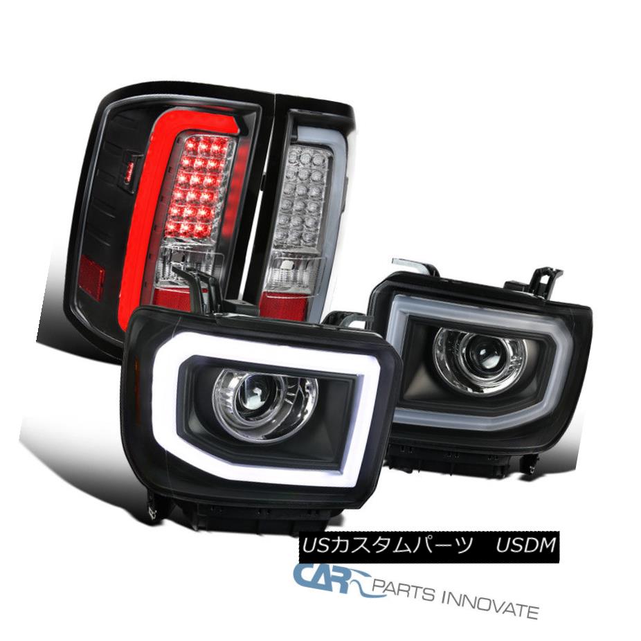 ヘッドライト GMC 14-16 Sierra Black LED Projector Headlights+C Shape LED Tail Brake Lamps GMC 14-16シエラ・ブラックLEDプロジェクター・ヘッドライト+ C形状LEDテール・ブレーキ・ランプ 【並行輸入品】