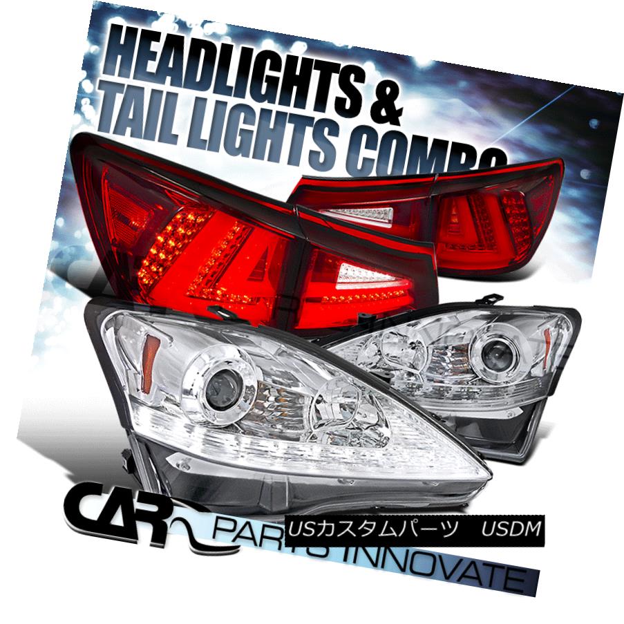 ヘッドライト 06-08 Lexus IS250 Chrome LED Signal Projector Headlights+Red/Clear LED Tail Lamp 06-08レクサスIS250クロムLEDシグナルプロジェクターヘッドライト+レッド /クリアLEDテールランプ 【並行輸入品】