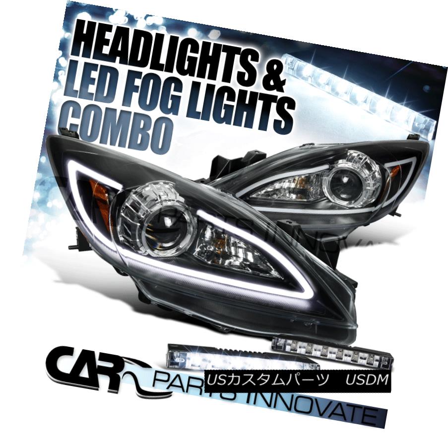 ヘッドライト 10-13 Mazda 3 Halogen Black Projector Headlights+LED Strip+6-LED Fog Lamp 10-13マツダ3ハロゲン・プロジェクター・ヘッドライト+ LEDストリップ+ 6-LEDフォグ・ランプ 【並行輸入品】