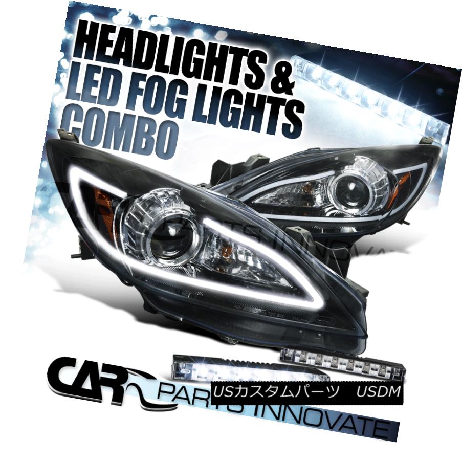 ヘッドライト Glossy Black 10-13 Mazda 3 Halogen Smoke Projector Headlights+6-LED Fog Lamp 光沢のある黒10-13マツダ3ハロゲン煙プロジェクターヘッドライト+ 6-L EDフォグランプ 【並行輸入品】