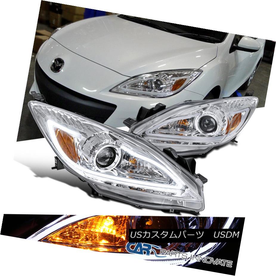 ヘッドライト 10-13 Mazda 3 Halogen Chrome Projector Headlights+LED Daytime Running DRL Strip 10-13マツダ3ハロゲンクロムプロジェクターヘッドライト+ LEDデイタイムランニングDRLストリップ 【並行輸入品】