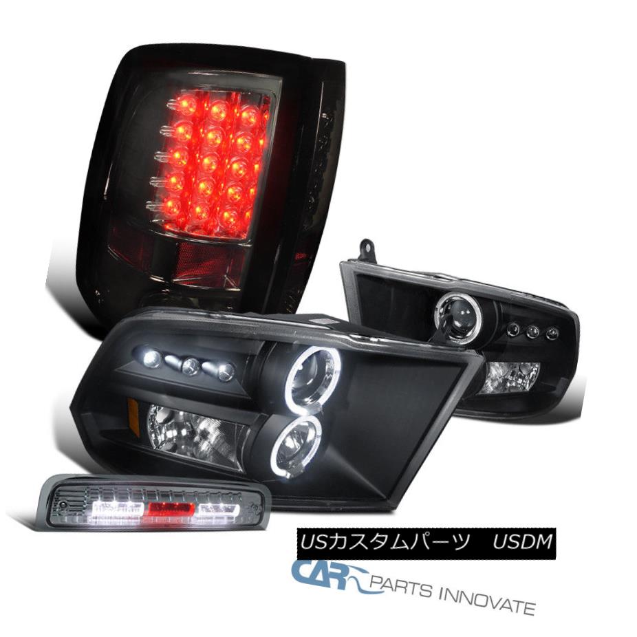 ヘッドライト 2009-2013 Dodge Ram Black Projector Headlights+Smoke LED Tail+LED 3rd Brake Lamp 2009-2013ダッジラムブラックプロジェクターヘッドライト+スモーキー ke LEDテール+ LED第3ブレーキランプ 【並行輸入品】