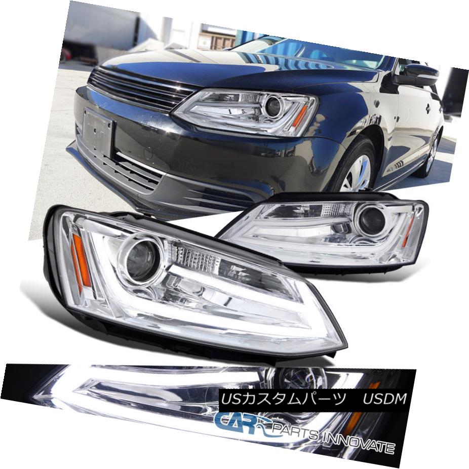 ヘッドライト Fit 11-14 VW Jetta Clear LED DRL Bar Projector Headlights Driving Head Lamps フィット11-14 VWジェッタクリアLED DRLバープロジェクターヘッドライトドライビングヘッドランプ 【並行輸入品】