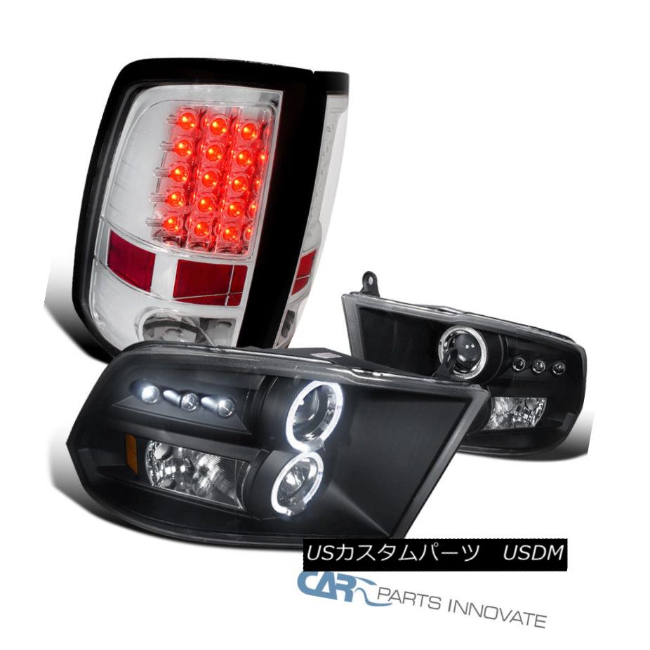 ヘッドライト Dodge 09-17 Ram Pickup Black Projector Headlights+Clear LED Tail Brake Lamps ドッジ09-17ラムピックアップブラックプロジェクターヘッドライト+ Cle ar LEDテールブレーキランプ 【並行輸入品】