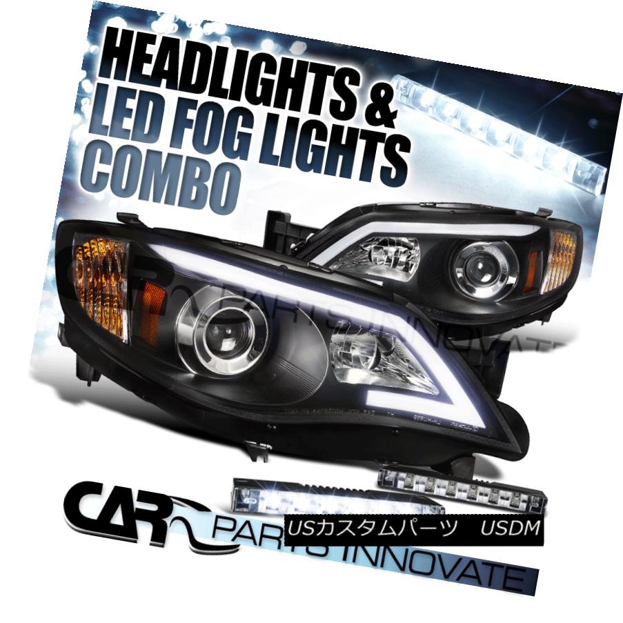 ヘッドライト Fit 08-11 Impreza OutBack Sport 08-14 WRX Black Projector Headlights+6-LED DRL フィット08-11インプレッサアウトバックスポーツ08-14 WRXブラックプロジェクターヘッドライト+ 6-L ED DRL 【並行輸入品】