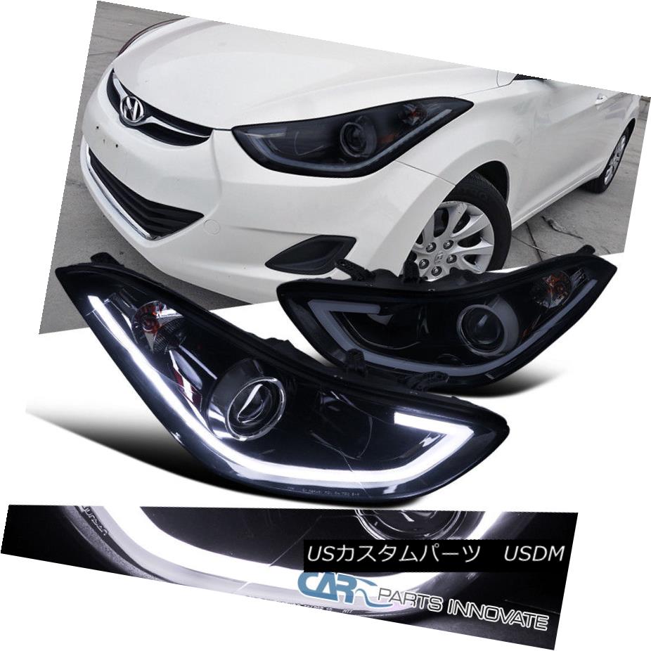 ヘッドライト Glossy Black For 11-13 Elantra 4Dr Sedan Smoke LED Projector Headlights Lamps 光沢ブラック11-13 Elantra 4Drセダン煙LEDプロジェクターヘッドライトランプ 【並行輸入品】